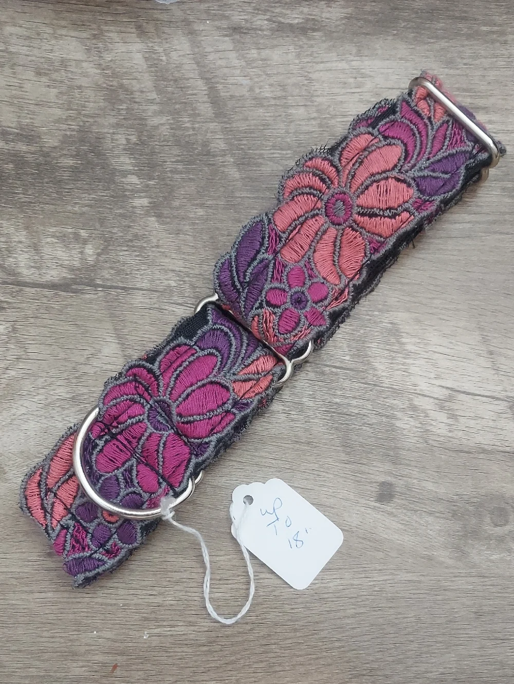 Custom Martingale Dog Collar Purple Pink Floral Whippet 1.5